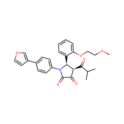COCCOc1ccccc1[C@H]1[C@@H](C(=O)C(C)C)C(=O)C(=O)N1c1ccc(-c2ccoc2)cc1 ZINC000169695384