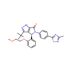COCCOc1ccccc1[C@H]1c2c(C(C)(C)C)n[nH]c2C(=O)N1c1ccc(-c2nc(C)no2)cc1 ZINC000096176972