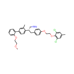 COCCOc1ccccc1-c1ccc([C@H](CN)Cc2ccc(OCCOc3c(Cl)cc(C)cc3Cl)cc2)c(C)c1 ZINC000059031007