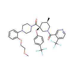 COCCOc1ccccc1N1CCN(C(=O)[C@]2(Oc3ccc(C(F)(F)F)cc3)C[C@@H](C)CN(C(=O)c3cnccc3C(F)(F)F)C2)CC1 ZINC000165616685