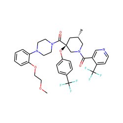 COCCOc1ccccc1N1CCN(C(=O)[C@]2(Oc3ccc(C(F)(F)F)cc3)C[C@H](C)CN(C(=O)c3cnccc3C(F)(F)F)C2)CC1 ZINC000165610676