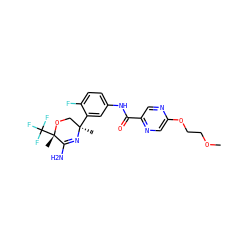 COCCOc1cnc(C(=O)Nc2ccc(F)c([C@]3(C)CO[C@@](C)(C(F)(F)F)C(N)=N3)c2)cn1 ZINC000113655818
