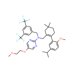 COCCOc1cnc(N(CC2=C(c3cc(C(C)C)ccc3OC)CCC(C)(C)C2)Cc2cc(C(F)(F)F)cc(C(F)(F)F)c2)nc1 ZINC001772657441
