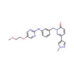 COCCOc1cnc(Nc2cccc(Cn3nc(-c4cnn(C)c4)ccc3=O)c2)nc1 ZINC000653692830