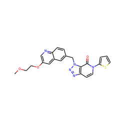COCCOc1cnc2ccc(Cn3nnc4ccn(-c5cccs5)c(=O)c43)cc2c1 ZINC000084669942