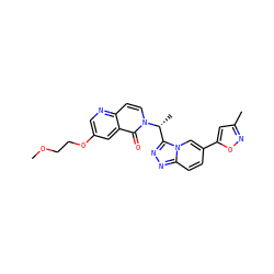 COCCOc1cnc2ccn([C@H](C)c3nnc4ccc(-c5cc(C)no5)cn34)c(=O)c2c1 ZINC000088383729
