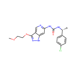 COCCOc1n[nH]c2cc(NC(=O)N[C@H](C)c3ccc(Cl)cc3)ncc12 ZINC000209374280
