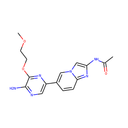 COCCOc1nc(-c2ccc3nc(NC(C)=O)cn3c2)cnc1N ZINC000145860274