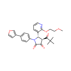 COCCOc1ncccc1[C@@H]1[C@@H](C(=O)C(C)(C)C)C(=O)C(=O)N1c1ccc(-c2ccoc2)cc1 ZINC000169695255