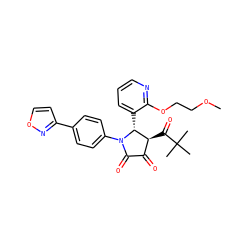 COCCOc1ncccc1[C@@H]1[C@@H](C(=O)C(C)(C)C)C(=O)C(=O)N1c1ccc(-c2ccon2)cc1 ZINC000169695163