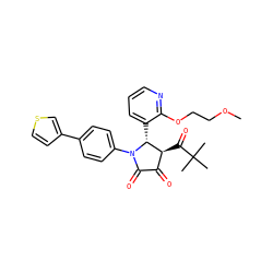 COCCOc1ncccc1[C@@H]1[C@@H](C(=O)C(C)(C)C)C(=O)C(=O)N1c1ccc(-c2ccsc2)cc1 ZINC000169695159