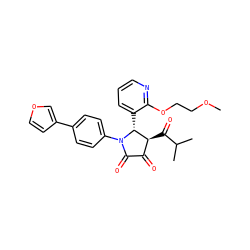 COCCOc1ncccc1[C@@H]1[C@@H](C(=O)C(C)C)C(=O)C(=O)N1c1ccc(-c2ccoc2)cc1 ZINC000169695487