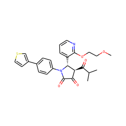 COCCOc1ncccc1[C@@H]1[C@@H](C(=O)C(C)C)C(=O)C(=O)N1c1ccc(-c2ccsc2)cc1 ZINC000169695275