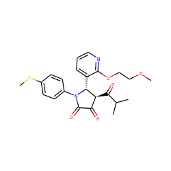 COCCOc1ncccc1[C@@H]1[C@@H](C(=O)C(C)C)C(=O)C(=O)N1c1ccc(SC)cc1 ZINC000169696353