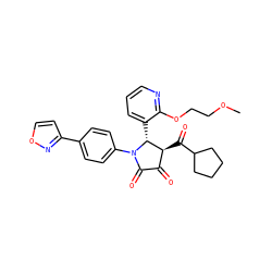 COCCOc1ncccc1[C@@H]1[C@@H](C(=O)C2CCCC2)C(=O)C(=O)N1c1ccc(-c2ccon2)cc1 ZINC000169696493