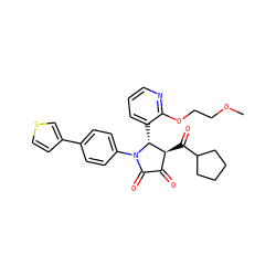 COCCOc1ncccc1[C@@H]1[C@@H](C(=O)C2CCCC2)C(=O)C(=O)N1c1ccc(-c2ccsc2)cc1 ZINC000169696481