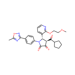COCCOc1ncccc1[C@@H]1[C@@H](C(=O)C2CCCC2)C(=O)C(=O)N1c1ccc(-c2noc(C)n2)cc1 ZINC000169696497