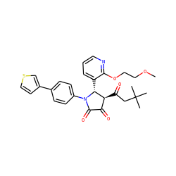 COCCOc1ncccc1[C@@H]1[C@@H](C(=O)CC(C)(C)C)C(=O)C(=O)N1c1ccc(-c2ccsc2)cc1 ZINC000169696274