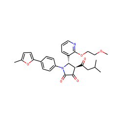 COCCOc1ncccc1[C@@H]1[C@@H](C(=O)CC(C)C)C(=O)C(=O)N1c1ccc(-c2ccc(C)o2)cc1 ZINC000169695930