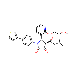 COCCOc1ncccc1[C@@H]1[C@@H](C(=O)CC(C)C)C(=O)C(=O)N1c1ccc(-c2ccsc2)cc1 ZINC000169695531