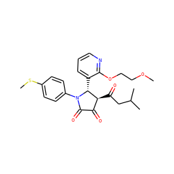 COCCOc1ncccc1[C@@H]1[C@@H](C(=O)CC(C)C)C(=O)C(=O)N1c1ccc(SC)cc1 ZINC000169696599