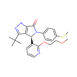 COCCOc1ncccc1[C@H]1c2c(C(C)(C)C)n[nH]c2C(=O)N1c1ccc(SC)cc1 ZINC000096177042