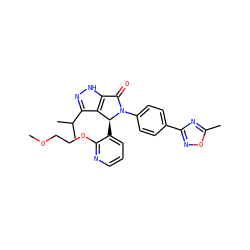 COCCOc1ncccc1[C@H]1c2c(C(C)C)n[nH]c2C(=O)N1c1ccc(-c2noc(C)n2)cc1 ZINC000096177287