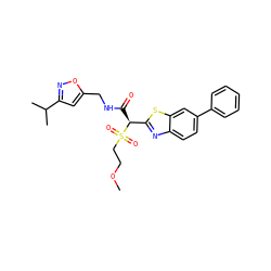 COCCS(=O)(=O)[C@@H](C(=O)NCc1cc(C(C)C)no1)c1nc2ccc(-c3ccccc3)cc2s1 ZINC000144323025