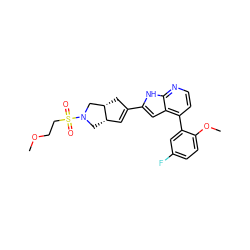 COCCS(=O)(=O)N1C[C@H]2C=C(c3cc4c(-c5cc(F)ccc5OC)ccnc4[nH]3)C[C@H]2C1 ZINC000226058731