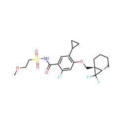 COCCS(=O)(=O)NC(=O)c1cc(C2CC2)c(OC[C@@]23CCCC[C@@H]2C3(F)F)cc1F ZINC000216258058