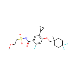 COCCS(=O)(=O)NC(=O)c1cc(C2CC2)c(OCC2(C)CCC(F)(F)CC2)cc1F ZINC000216240933