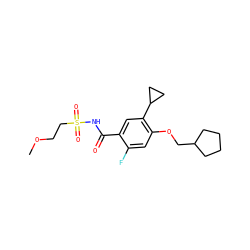 COCCS(=O)(=O)NC(=O)c1cc(C2CC2)c(OCC2CCCC2)cc1F ZINC000216252686