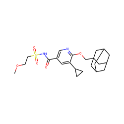 COCCS(=O)(=O)NC(=O)c1cnc(OCC23CC4CC(CC(C4)C2)C3)c(C2CC2)c1 ZINC000216247959
