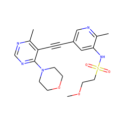 COCCS(=O)(=O)Nc1cc(C#Cc2c(C)ncnc2N2CCOCC2)cnc1C ZINC000142128462