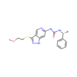 COCCSc1n[nH]c2cc(NC(=O)N[C@H](C)c3ccccc3)ncc12 ZINC000209327717