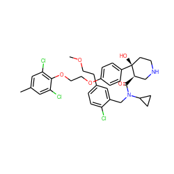 COCCc1ccc(Cl)c(CN(C(=O)[C@@H]2CNCC[C@@]2(O)c2ccc(OCCOc3c(Cl)cc(C)cc3Cl)cc2)C2CC2)c1 ZINC000072147623