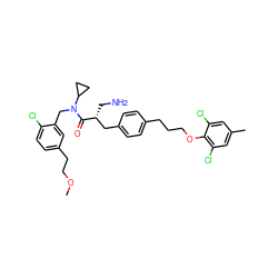 COCCc1ccc(Cl)c(CN(C(=O)[C@H](CN)Cc2ccc(CCCOc3c(Cl)cc(C)cc3Cl)cc2)C2CC2)c1 ZINC000049781110