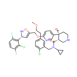 COCCc1ccc(Cl)c(CN(C(=O)[C@H]2CNCC[C@]2(O)c2ccc(OCC3=C[C@H](c4c(F)ccc(F)c4Cl)NO3)nc2)C2CC2)c1 ZINC000072147595