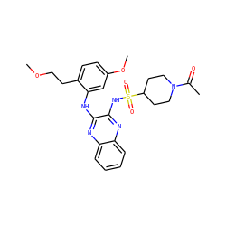 COCCc1ccc(OC)cc1Nc1nc2ccccc2nc1NS(=O)(=O)C1CCN(C(C)=O)CC1 ZINC000138405543