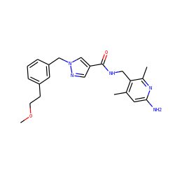 COCCc1cccc(Cn2cc(C(=O)NCc3c(C)cc(N)nc3C)cn2)c1 ZINC000114079250