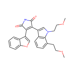 COCCc1cccc2c(C3=C(c4coc5ccccc45)C(=O)NC3=O)cn(CCOC)c12 ZINC000096922378
