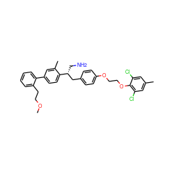 COCCc1ccccc1-c1ccc([C@H](CN)Cc2ccc(OCCOc3c(Cl)cc(C)cc3Cl)cc2)c(C)c1 ZINC000059030997