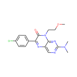 COCCn1c(=O)c(-c2ccc(Cl)cc2)nc2cnc(N(C)C)nc21 ZINC000004238568