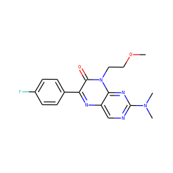 COCCn1c(=O)c(-c2ccc(F)cc2)nc2cnc(N(C)C)nc21 ZINC000004238897