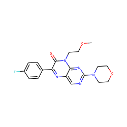 COCCn1c(=O)c(-c2ccc(F)cc2)nc2cnc(N3CCOCC3)nc21 ZINC000004239010