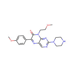 COCCn1c(=O)c(-c2ccc(OC)cc2)nc2cnc(N3CCNCC3)nc21 ZINC000004238430