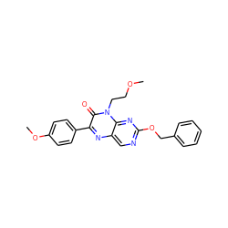 COCCn1c(=O)c(-c2ccc(OC)cc2)nc2cnc(OCc3ccccc3)nc21 ZINC000004239138