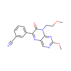 COCCn1c(=O)c(-c2cccc(C#N)c2)nc2cnc(OC)nc21 ZINC000004238782