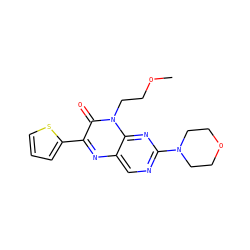 COCCn1c(=O)c(-c2cccs2)nc2cnc(N3CCOCC3)nc21 ZINC000004238699