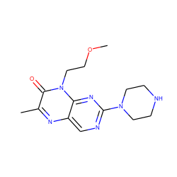 COCCn1c(=O)c(C)nc2cnc(N3CCNCC3)nc21 ZINC000004238387